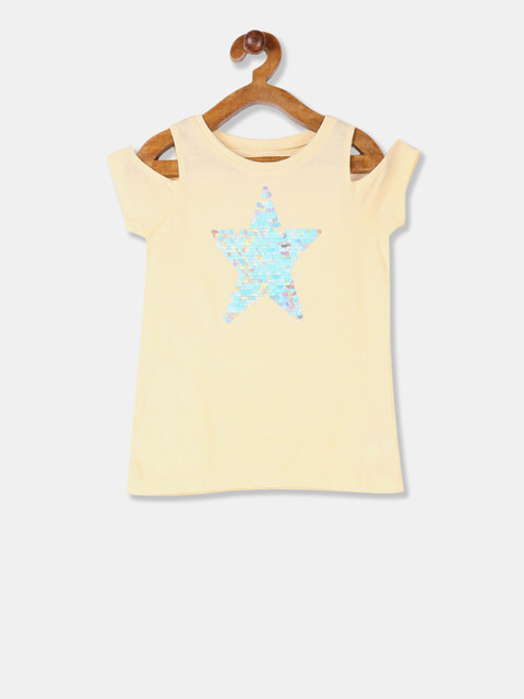 

The Childrens Place Girls Yellow Embellished Top