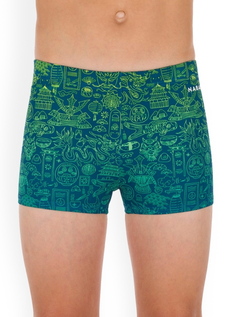 

Nabaiji By Decathlon Kids Teal Blue & Lime Green Printed Swim Shorts