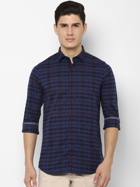 

Allen Solly Men Navy Blue & Black Slim Fit Checked Casual Shirt