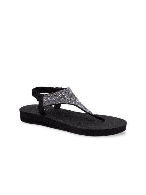 

Rocia Women Black Embellished Open Toe Flats