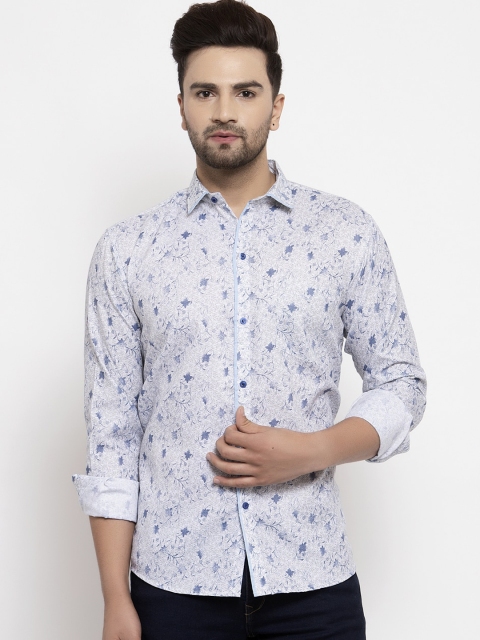

KLOTTHE Men White & Blue Regular Fit Printed Casual Shirt