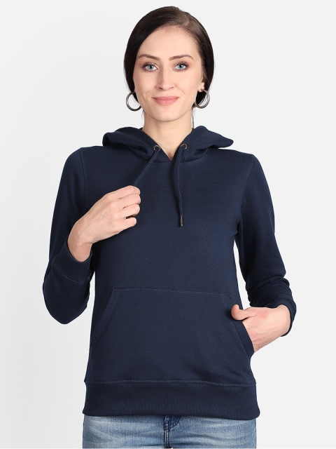 

Free Authority Women Navy Blue Solid Hooded Sweatshirt