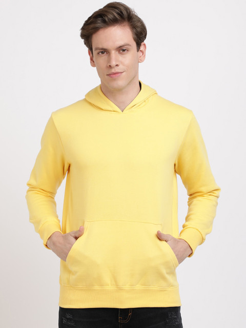 

IVOC Men Yellow Solid Hooded Sweatshirt
