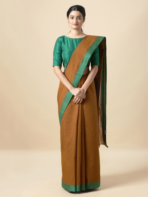 

Taneira Brown Solid Pure Cotton Sustainable Saree