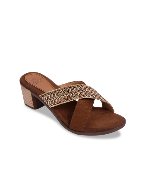 

Sole To Soul Women Brown Embellished Block Heels