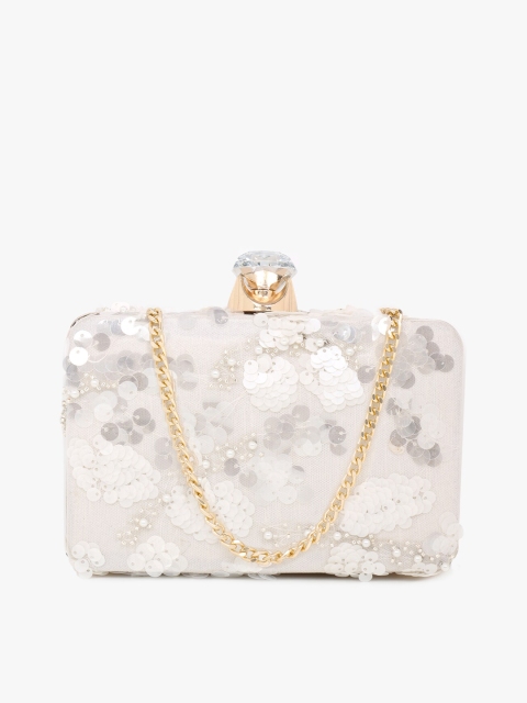 

Vdesi White Embellished Box Clutch