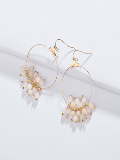 

AQUASTREET Off-White Gold Plated Handcrafted Circular Drop Earrings