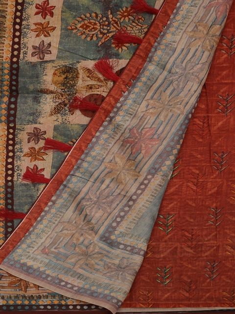 

Pothys Peach-Coloured Printed Pure Cotton Saree