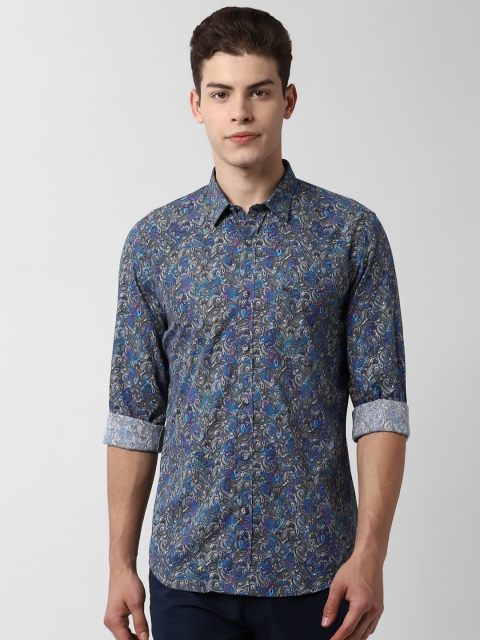 

Peter England Casuals Men Blue & Black Slim Fit Printed Casual Shirt