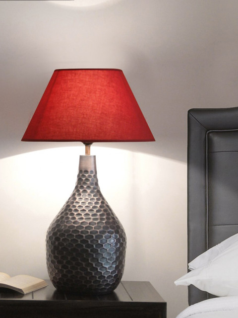 

THE LIGHT STORE Brown & Red Textured Table Lamp