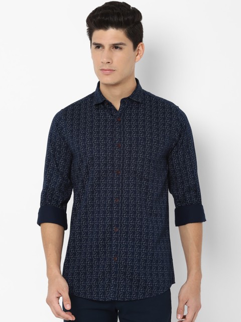 

Allen Solly Men Navy Blue Slim Fit Printed Casual Shirt