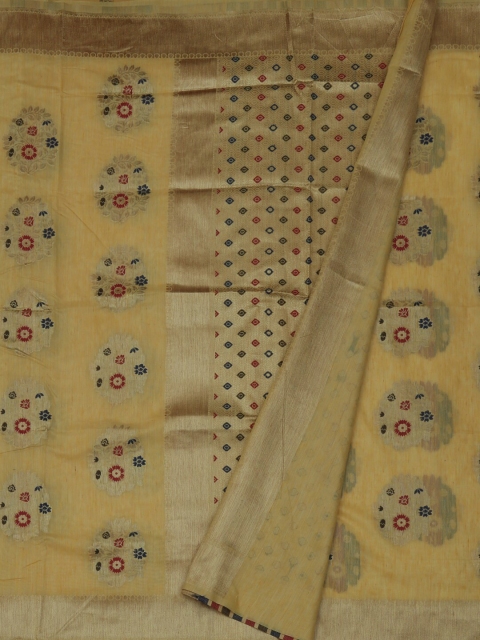 

Pothys Mustard Embroidered Jute Silk Saree
