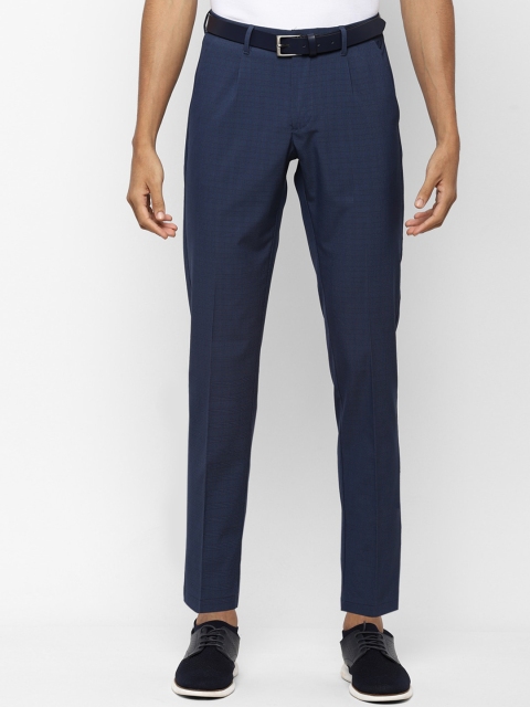 

Allen Solly Men Navy Blue Slim Fit Checked Regular Trousers