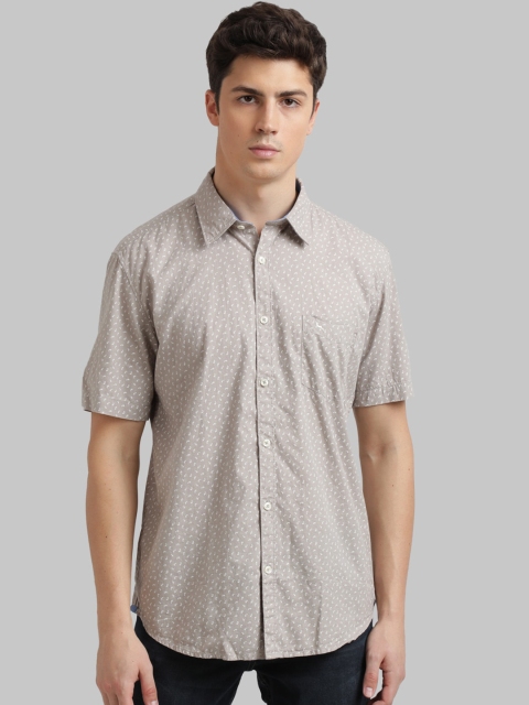 Parx Men Grey Regular Fit Printed Casual Shirt