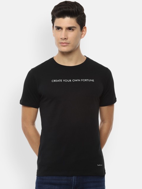 

V Dot Men Black Printed Round Neck T-shirt
