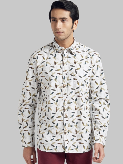 Parx Men White Regular Fit Printed Casual Shirt