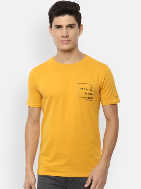 

V Dot Men Yellow Solid Round Neck T-shirt