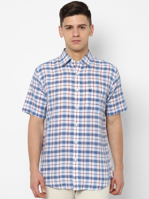 

Allen Solly Men White & Blue Slim Fit Checked Casual Shirt
