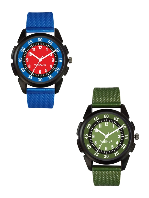 

VeBNoR Boys Red & Green Set of 2 Analogue Watch WT 186 Red-186 Green