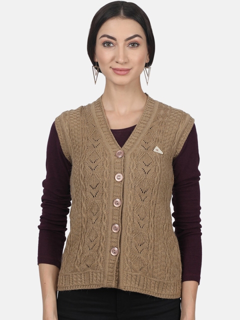 

Monte Carlo Women Brown Self Design Cardigan Sweater