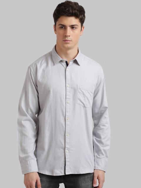 Parx Men Grey Regular Fit Solid Casual Shirt