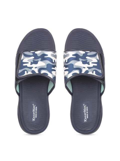 

KazarMax Men Navy Blue & White Camo Printed Sliders