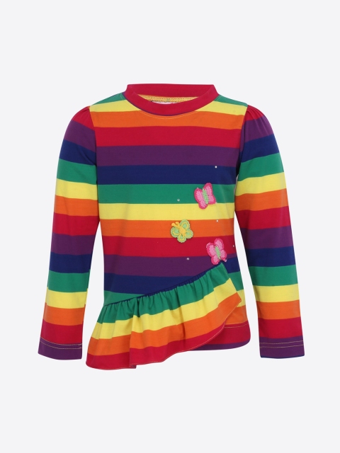 

CUTECUMBER Girls Multicoloured Striped Top, Multi