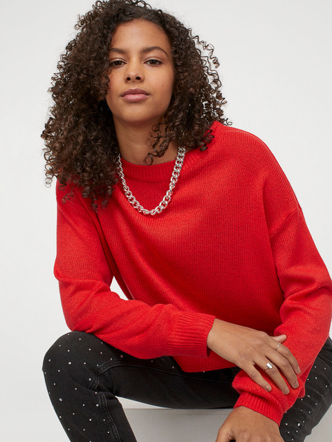 

H&M Women Red Knitted Jumper