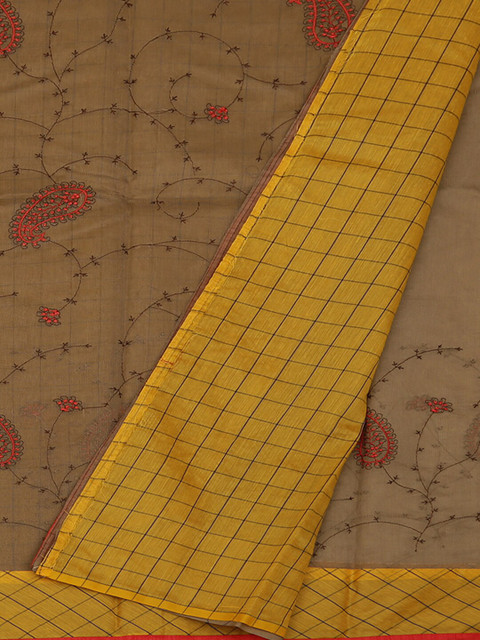 

Pothys Brown Embroidered Supernet Saree