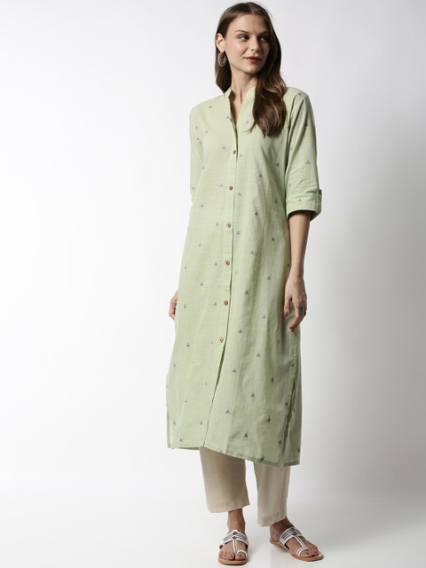 

Soch Women Green Printed Straight Kurta
