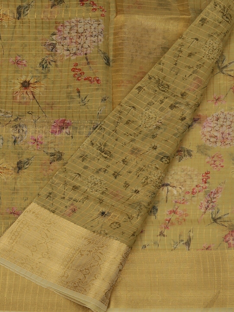 

Pothys Green Printed Tissue Saree