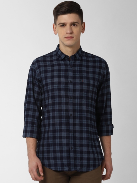 

Peter England Casuals Men Navy Blue Slim Fit Checked Casual Shirt