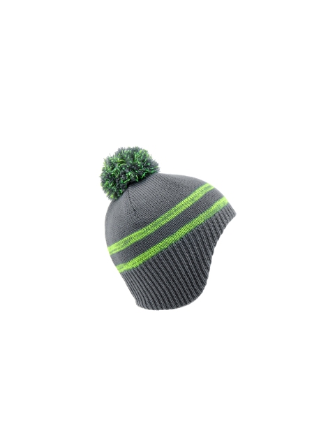 

WEDZE By Decathlon Unisex Kids Grey & Green Self Design Beanie