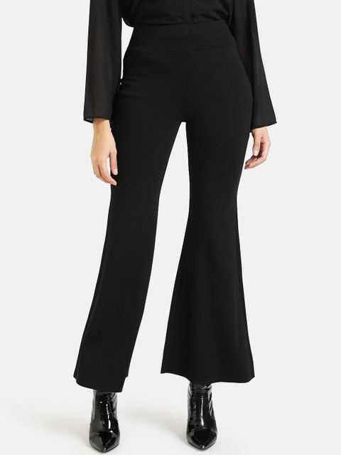 

Kazo Women Black Slim Fit Solid Bootcut Trousers