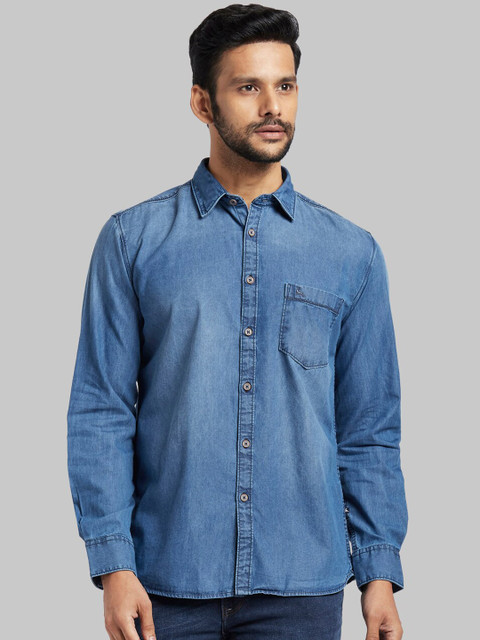 

Parx Men Blue Regular Fit Solid Denim Casual Shirt
