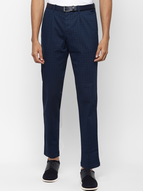 

Allen Solly Men Navy Blue Slim Fit Checked Formal Trousers