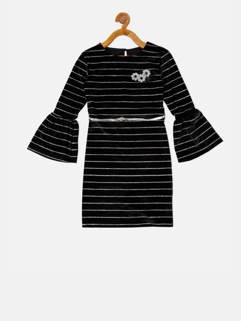 

VITAMINS Girls Black Striped Sheath Dress