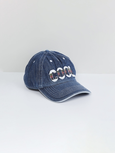 

max Men Blue Self Design Snapback Cap