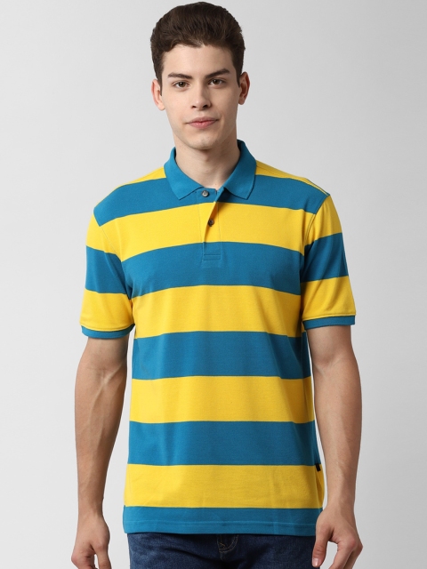 

Peter England Casuals Men Yellow Striped Polo Collar T-shirt