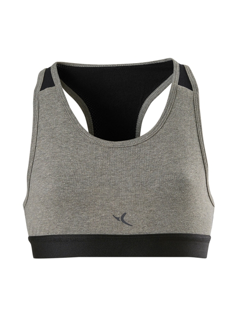 

Domyos By Decathlon Grey & Black Colourblocked Non-Wired Non Padded Gym Bra 8516638
