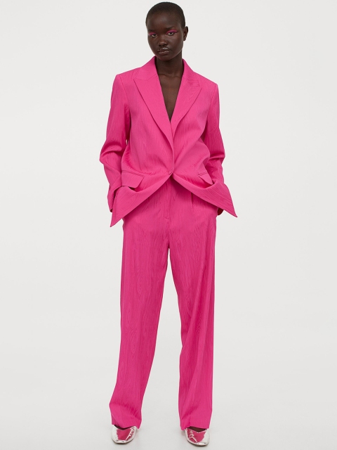 

H&M Women Pink Solid Wide Suit Trousers