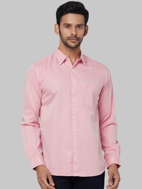 

Park Avenue Men Pink Regular Fit Self Design Casual Shirt