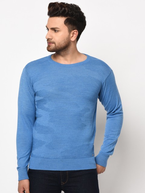 

98 Degree North Men Blue Solid Pullover Sweater