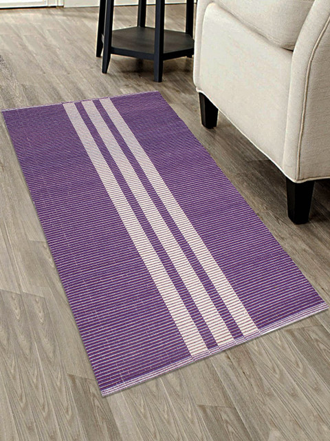 

Saral Home Purple & White Striped Multi-Purpose Dhurrie