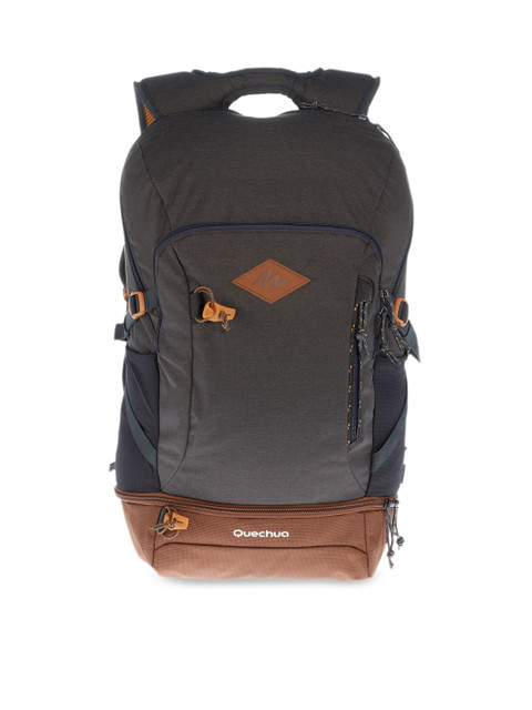 

Quechua By Decathlon Grey & Brown Colourblocked Hiking Backpack