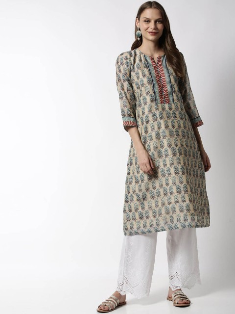 

Soch Women Beige Printed Straight Kurta
