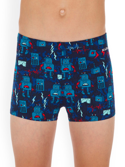 

Nabaiji By Decathlon Kids Navy Blue Printed Swimming Boxer Shorts