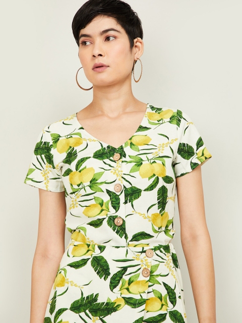 

Ginger by Lifestyle Women Off-White Printed Fit and Flare Dress