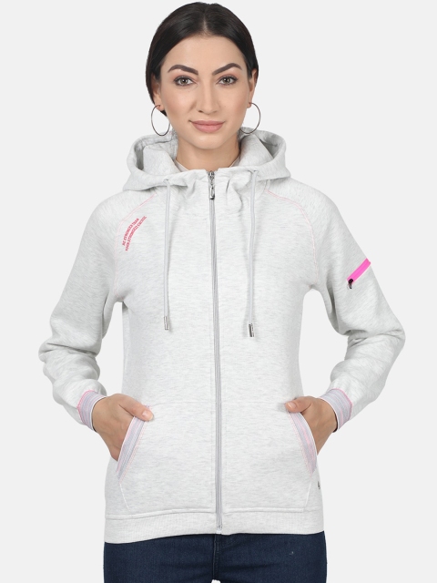 

Monte Carlo Women Grey Solid Hooded Sweatshirt