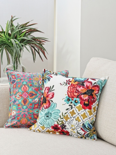 

BLUE BOAT Multicoloured Set of 2 Floral Square Cushion Covers, Multi